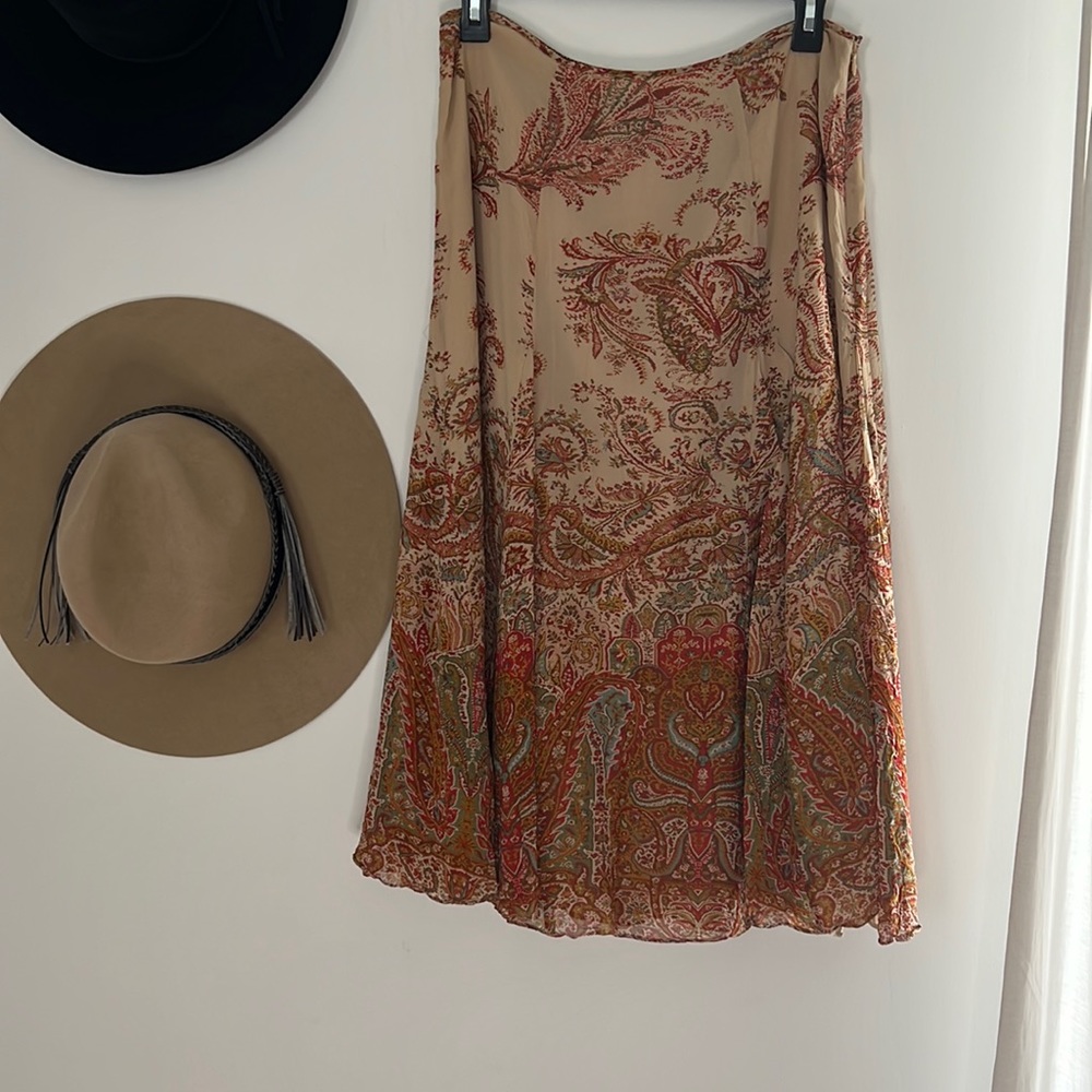 Ralph Lauren Silk Paisley Design Skirt Size 4